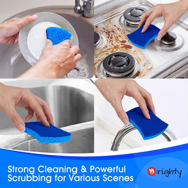 اورايتي إسفنجة فرك السليلوز المقاومة للخدش من أوريتي، 24 قطعة، إسفنجة مطبخ للمطبخ والحمام والمنزل، إسفنجة مزدوجة الجانب للأطباق، إسفنجة مضادة للخدش آمنة على أواني الطبخ غير اللاصقة والسيارة والمزيد - Image 3